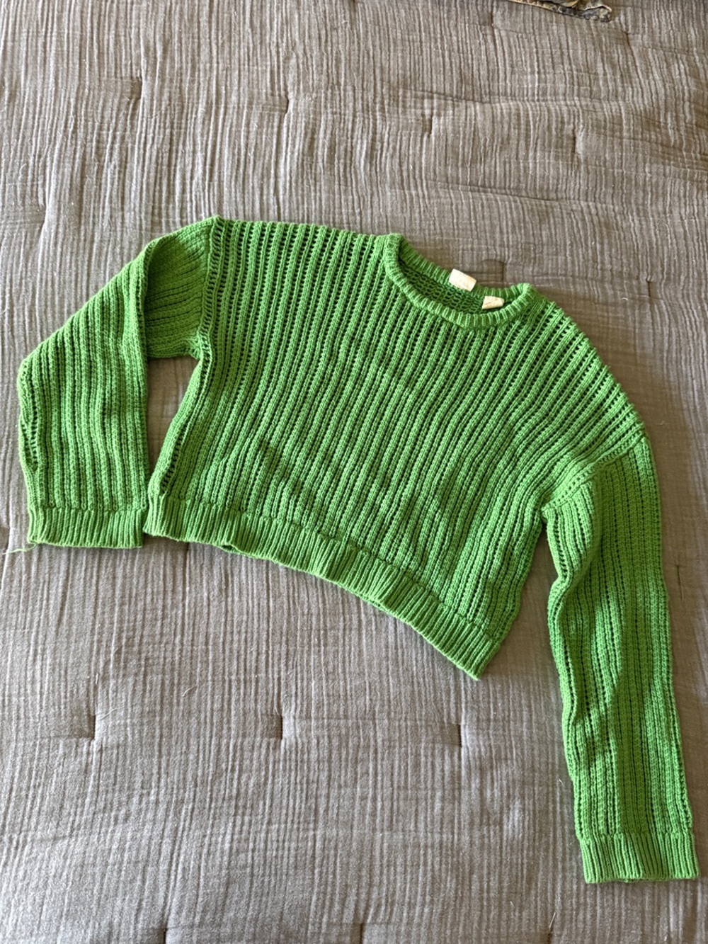 Levi's Bright Green Cropped Crewneck Sweater